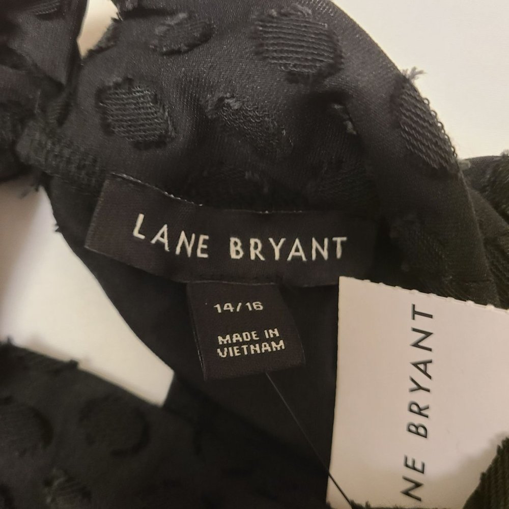 Lane Bryant Blouse Shirt Jaquard Spot Longsleeve Mock Turtleneck Black 14 16 NWT - Picture 4 of 13
